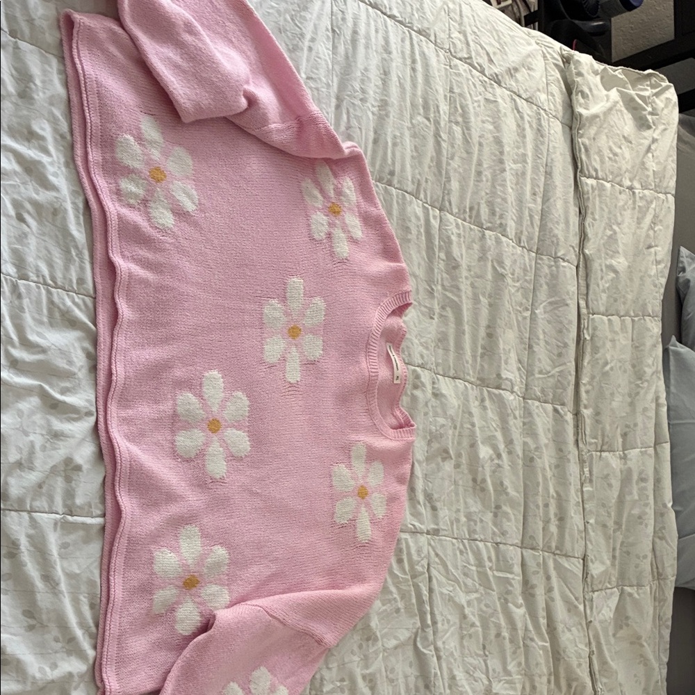 moon & madison Pink Daisy Knit Throw